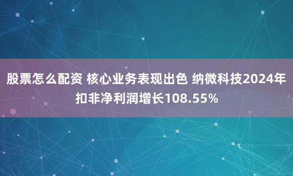 股票怎么配资 核心业务表现出色 纳微科技2024年扣非净利润增长108.55%
