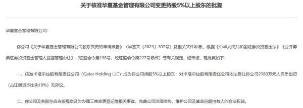 股票低息配资 华夏基金股权转让迎来新进展！证监会核准“中东土豪”入股